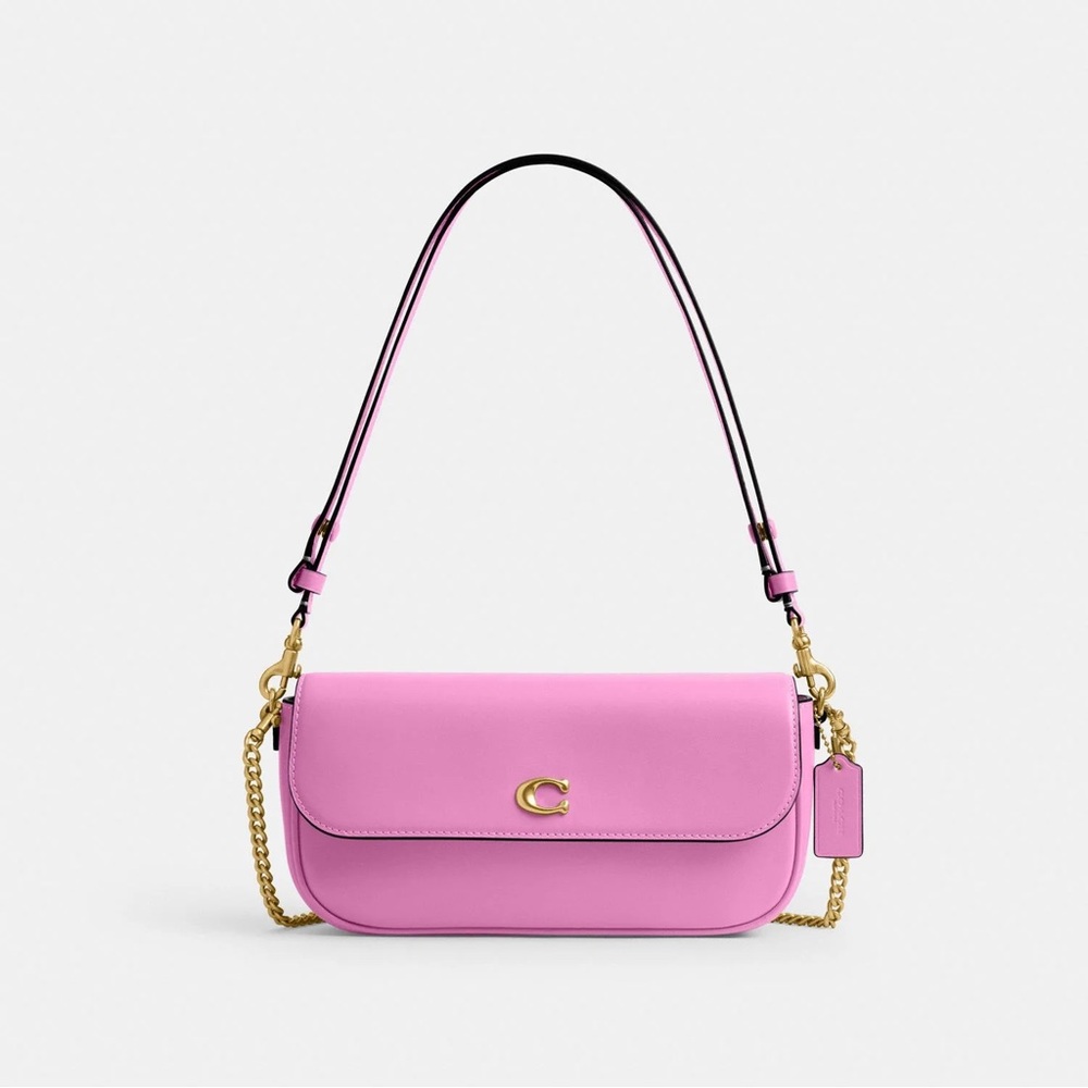 NWOT Coach Brook Flap Chain Bag Refined Calf Leather in PINK